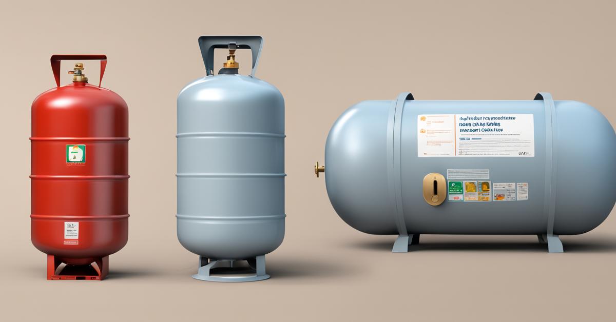 *   A realistic 3D rendering of an 11 kg LPG cylinder, partially transparent to show the gas inside.
