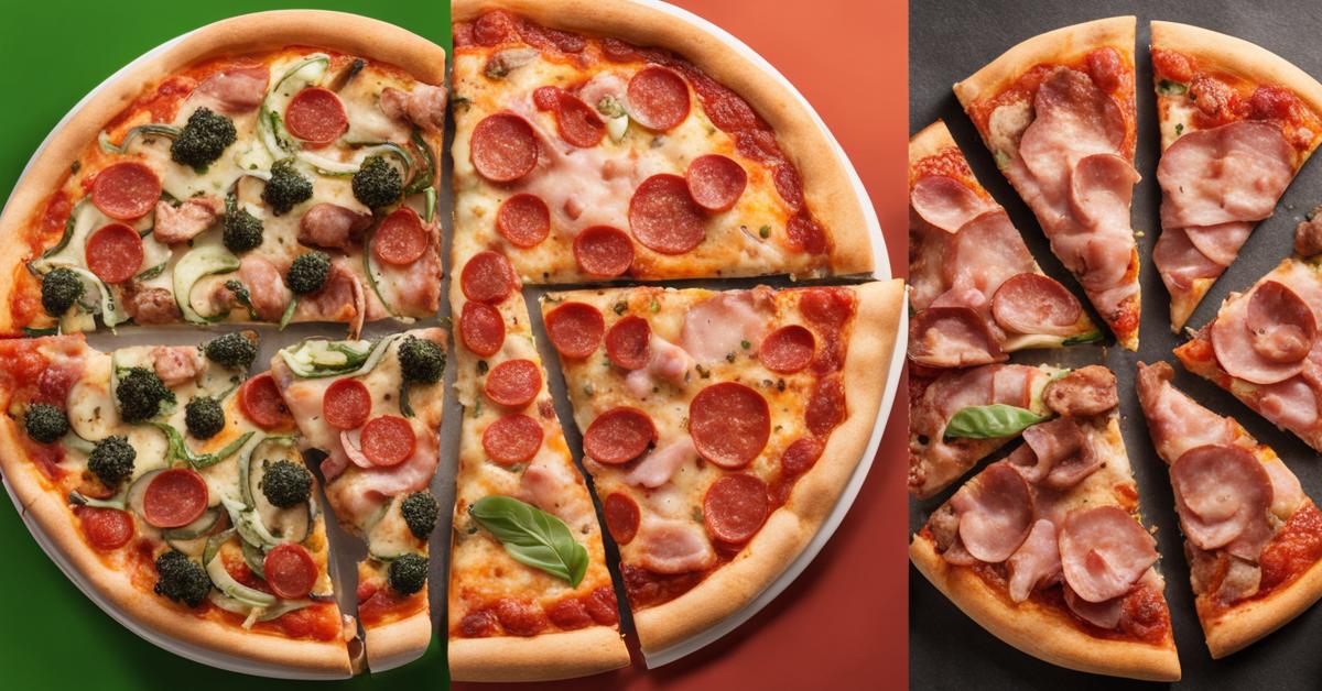 Pizza wegetariańska kontra pizza mięsna: wizualne porównanie kaloryczności i składników odżywczych.
