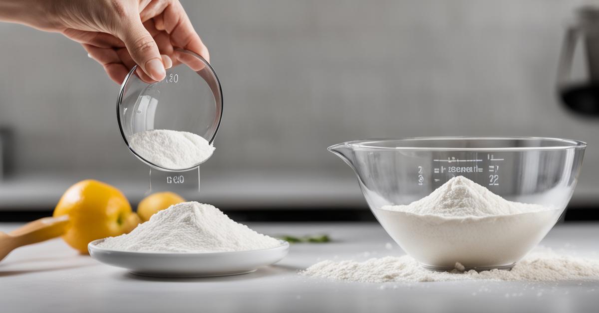 Mierzenie mąki: precyzyjna waga kuchenna kontra łyżka.